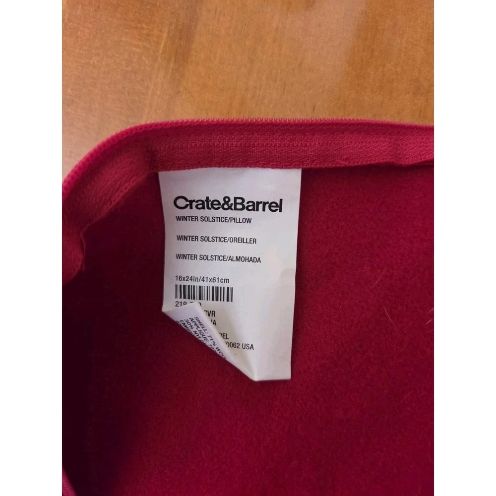 Crate And Barrel Winter Solstice Red Christmas Pillow Cover 26x24 Soft